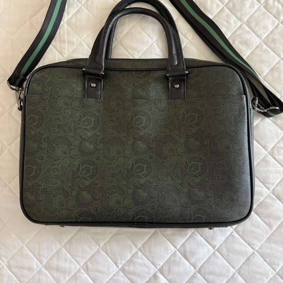 Robert Graham Forest Green Paisley Briefcase - Picture 6 of 12
